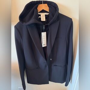 Veronica Beard Scuba Blazer in Black with Black Hoodie Dickey